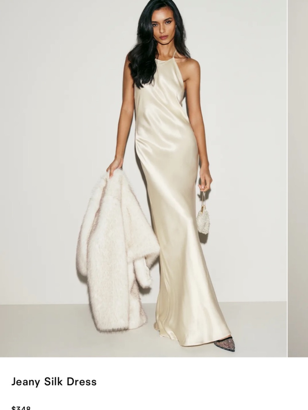 Reformation Jeany Silk Dress Ivory - Size S